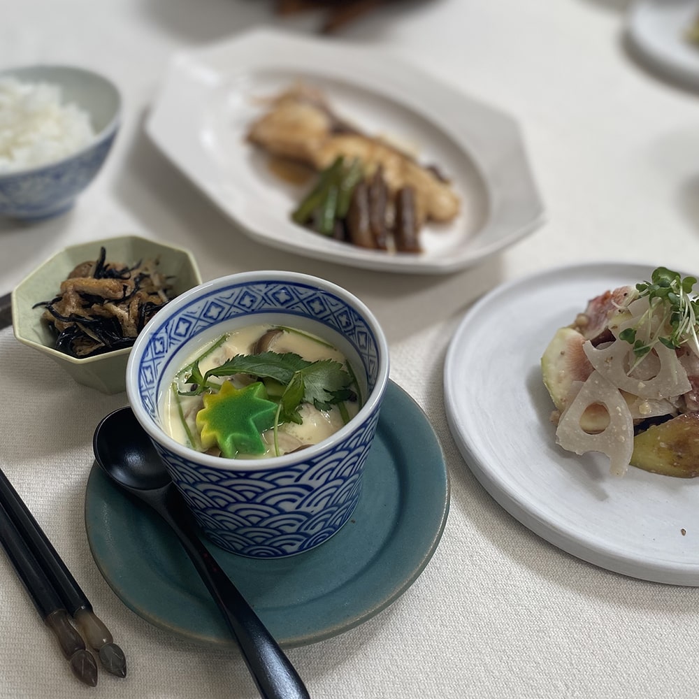 鯛の煮付けと茶碗蒸し。今月は王道の和食のレッスンでした。